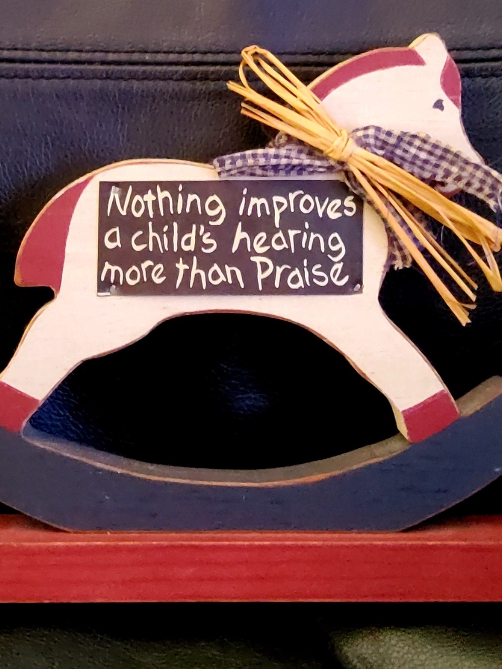 White and Red Kids Rocking Horse Decorative Shoe Accent